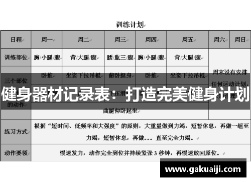 健身器材记录表：打造完美健身计划